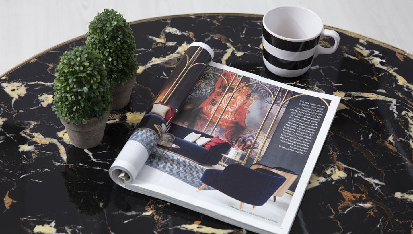 Marble Black Orta Sehpa - Resim 2