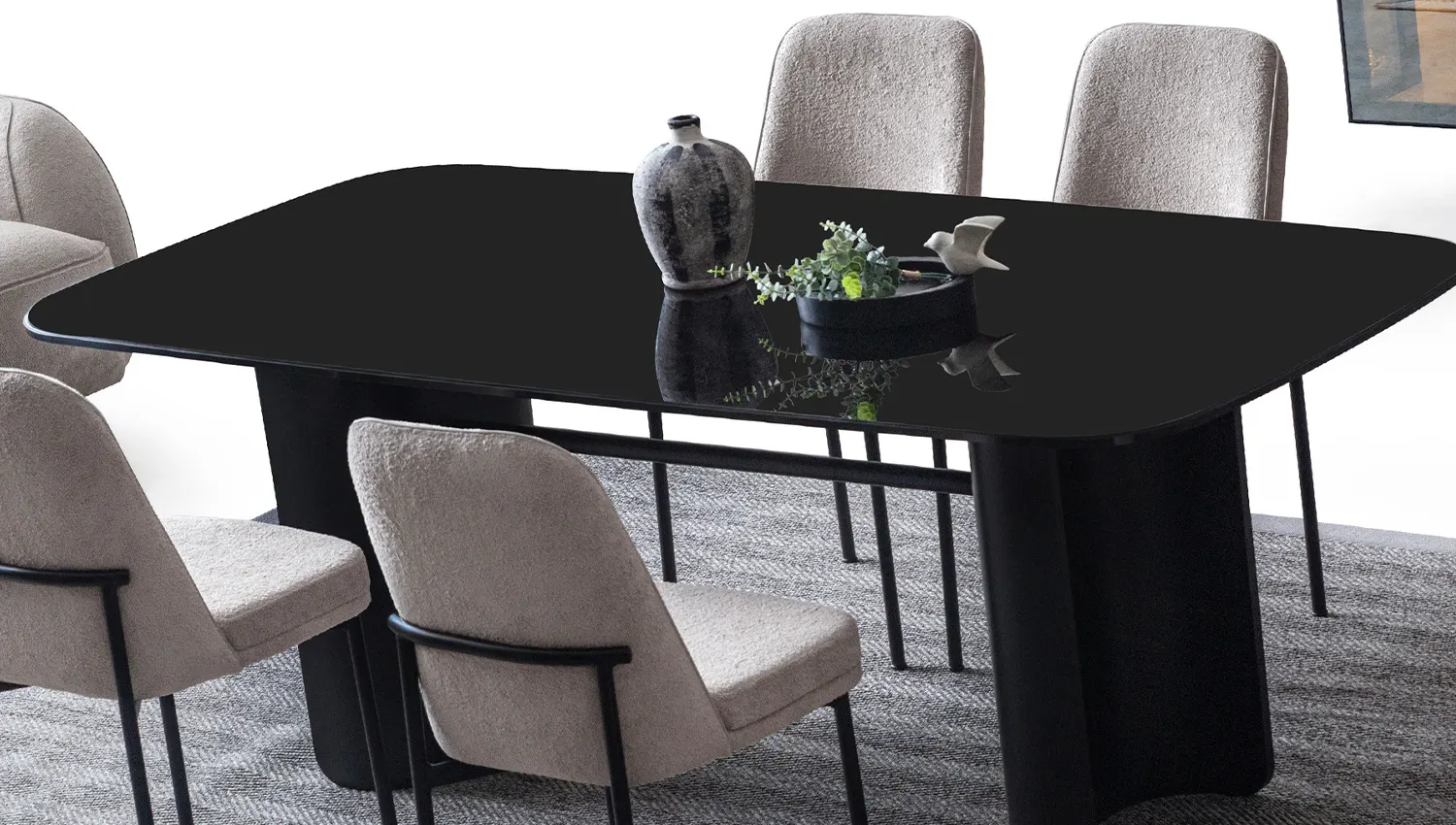 Zenith Yemek Masası Camlı Üst Tabla